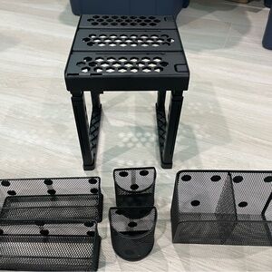 Black Metal Mesh Desk Organizer Set